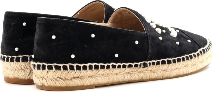 CHANEL Women's CC Cap Toe Espadrilles Embellished Suede - Image 3