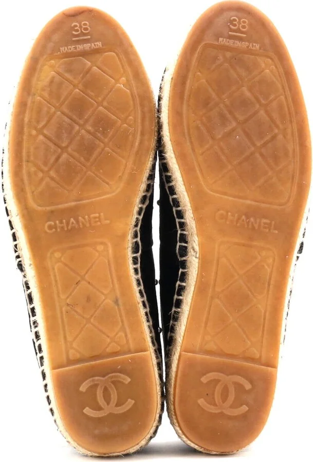 CHANEL Women's CC Cap Toe Espadrilles Embellished Suede - Image 4