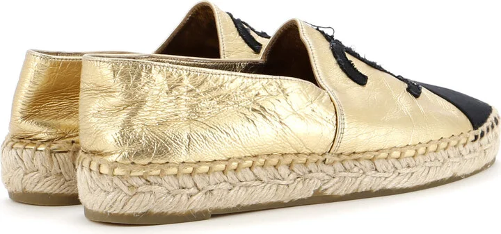 CHANEL Women's CC Cap Toe Espadrilles Leather - Image 3