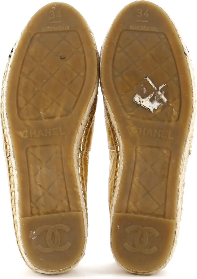 CHANEL Women's CC Cap Toe Espadrilles Leather - Image 4