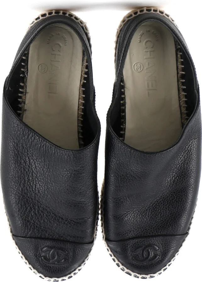 CHANEL Women's CC Cap Toe Espadrilles Leather - Image 2