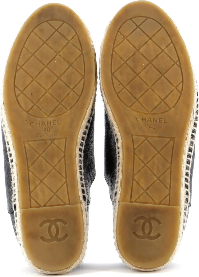 CHANEL Women's CC Cap Toe Espadrilles Leather - Image 4