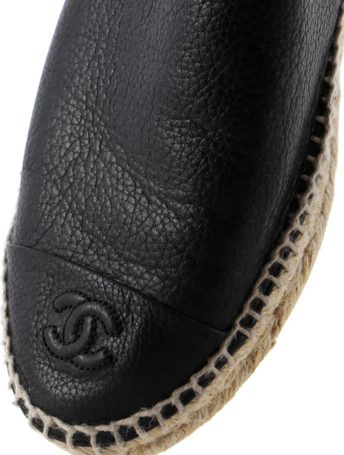 CHANEL Women's CC Cap Toe Espadrilles Leather - Image 5