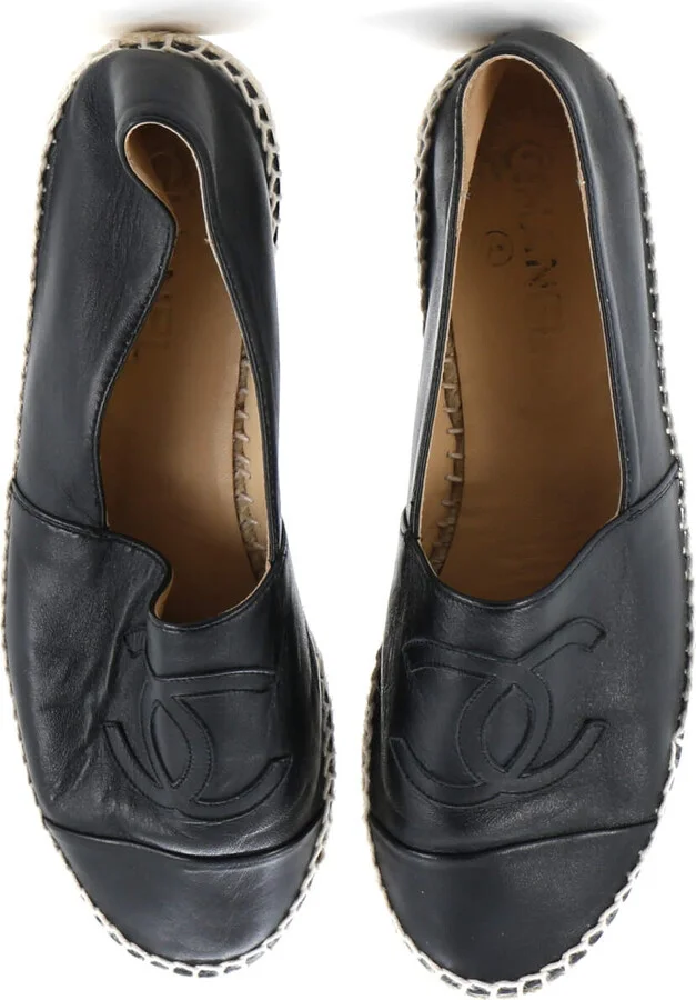 CHANEL Women's CC Cap Toe Espadrilles Leather - Image 2