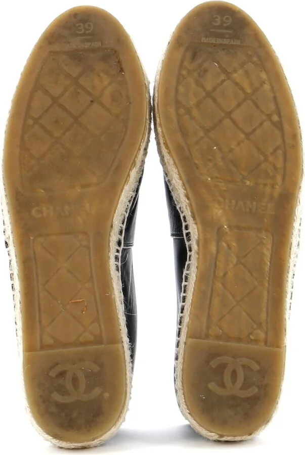 CHANEL Women's CC Cap Toe Espadrilles Leather - Image 4