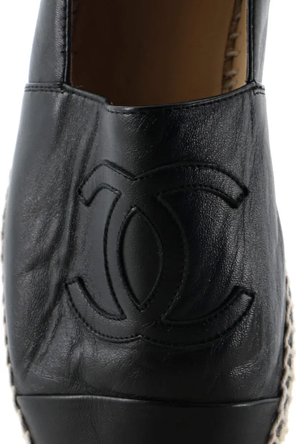 CHANEL Women's CC Cap Toe Espadrilles Leather - Image 5