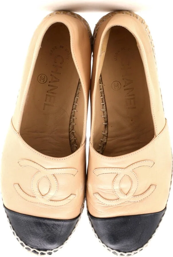 CHANEL Women's CC Cap Toe Espadrilles Leather - Image 2