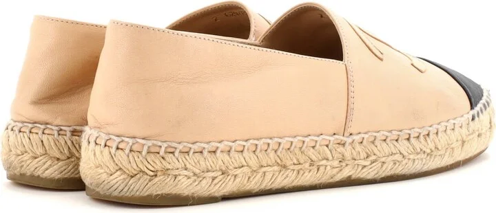 CHANEL Women's CC Cap Toe Espadrilles Leather - Image 3