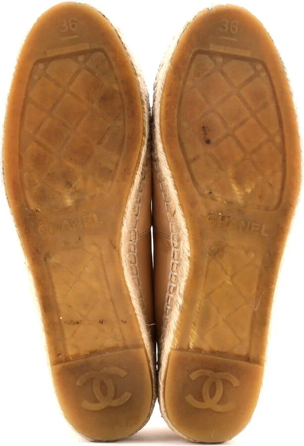 CHANEL Women's CC Cap Toe Espadrilles Leather - Image 4