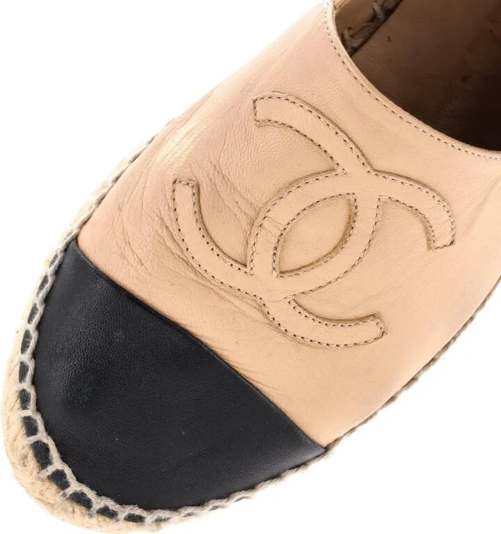 CHANEL Women's CC Cap Toe Espadrilles Leather - Image 5