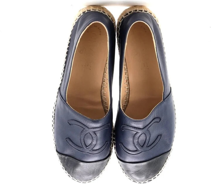 CHANEL Women's CC Cap Toe Espadrilles Leather - Image 2