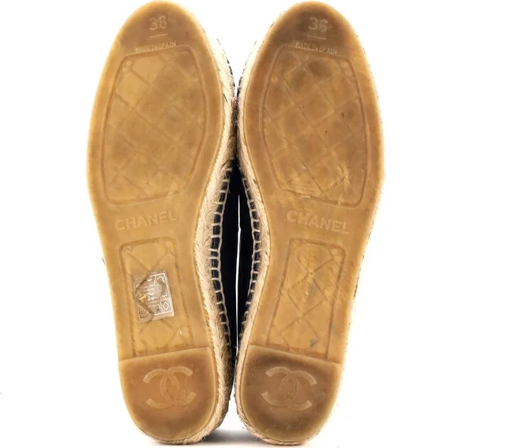 CHANEL Women's CC Cap Toe Espadrilles Leather - Image 4
