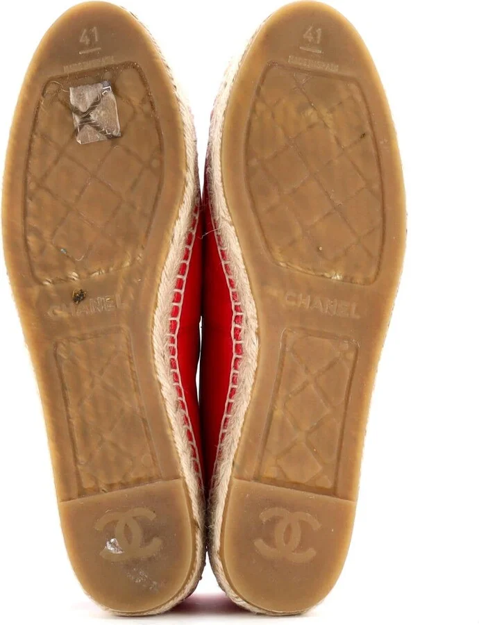 CHANEL Women's CC Cap Toe Espadrilles Leather - Image 4