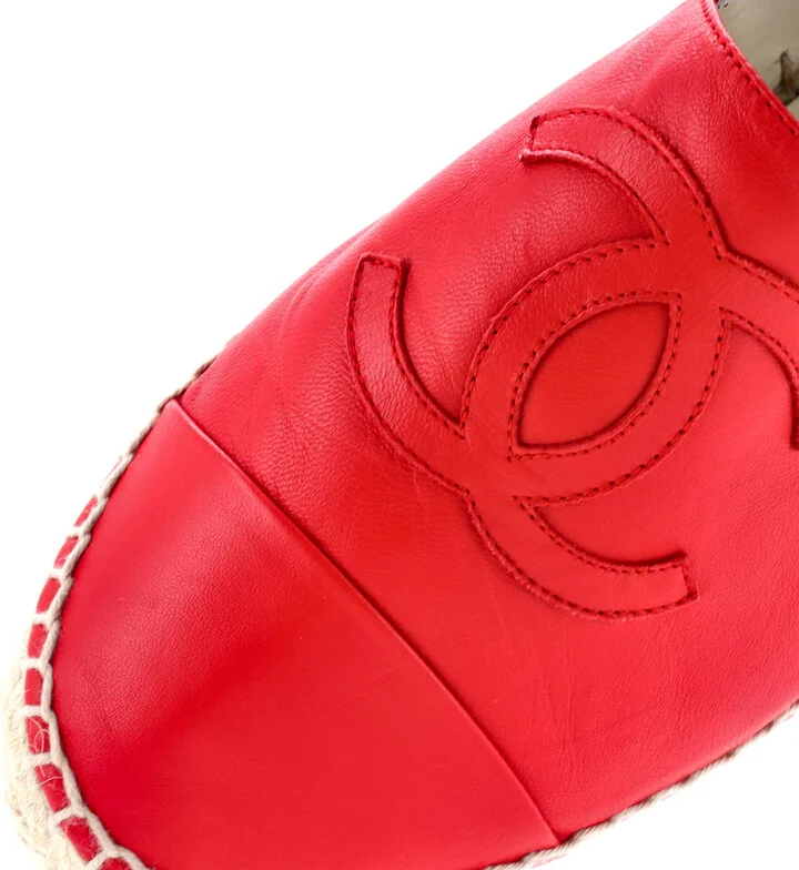 CHANEL Women's CC Cap Toe Espadrilles Leather - Image 5