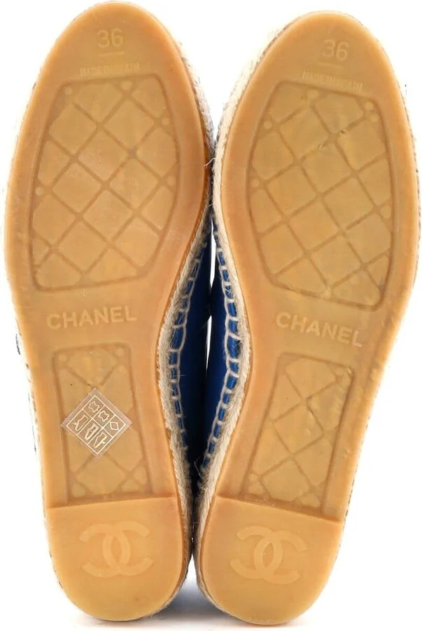 CHANEL Women's CC Cap Toe Espadrilles Leather - Image 4
