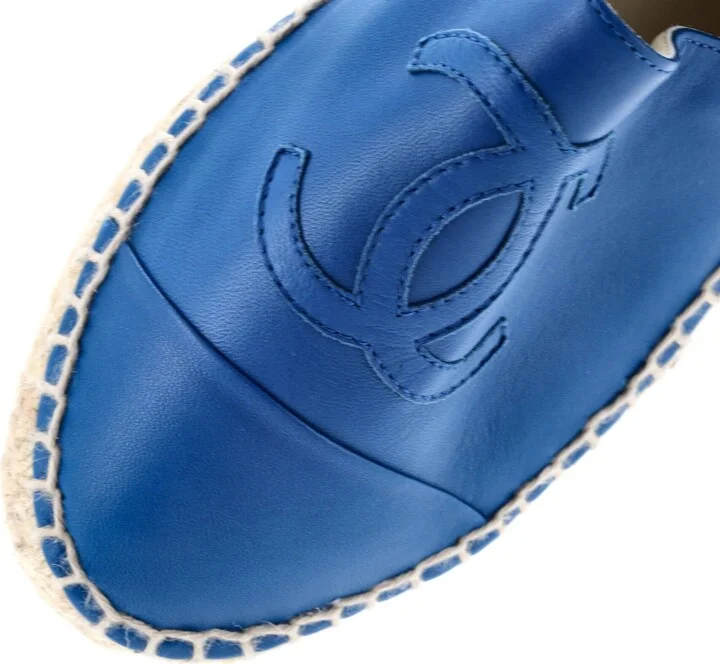 CHANEL Women's CC Cap Toe Espadrilles Leather - Image 5