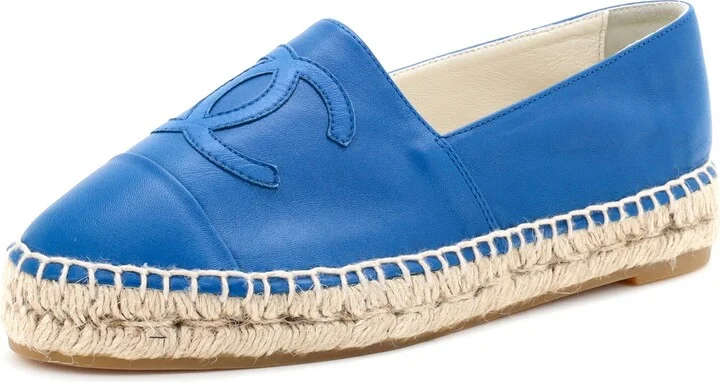 CHANEL Women's CC Cap Toe Espadrilles Leather