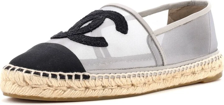 CHANEL Women's CC Cap Toe Espadrilles Mesh