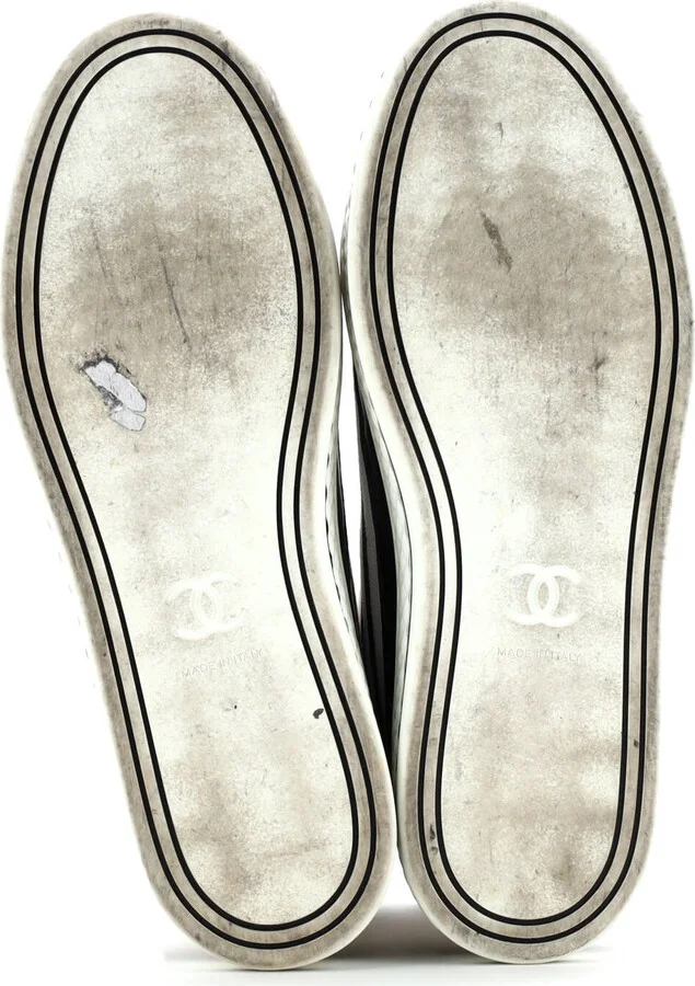 CHANEL Women's CC Cap Toe High-Top Sneakers Canvas and Leather - Image 4