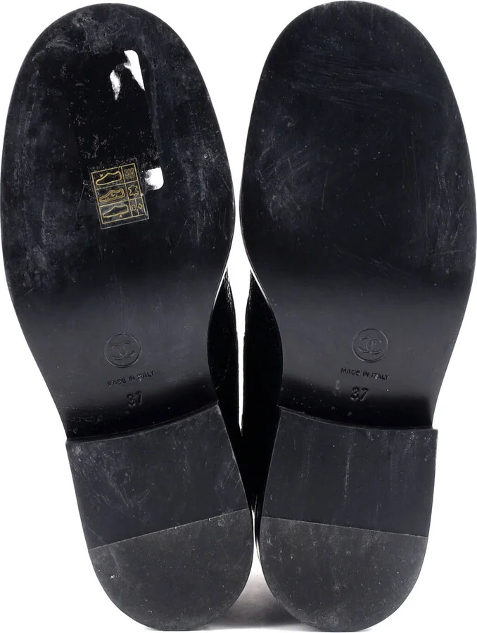 CHANEL Women's CC Cap Toe Lace Up Combat Boots Fabric with Grosgrain - Image 4