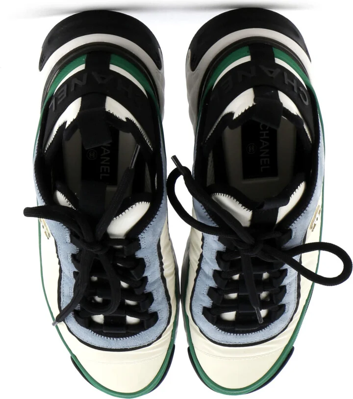 CHANEL Women's CC Cap Toe Logo Sneakers Mixed Fibers - Image 2