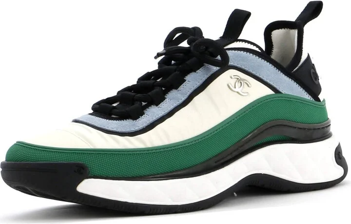 CHANEL Women's CC Cap Toe Logo Sneakers Mixed Fibers