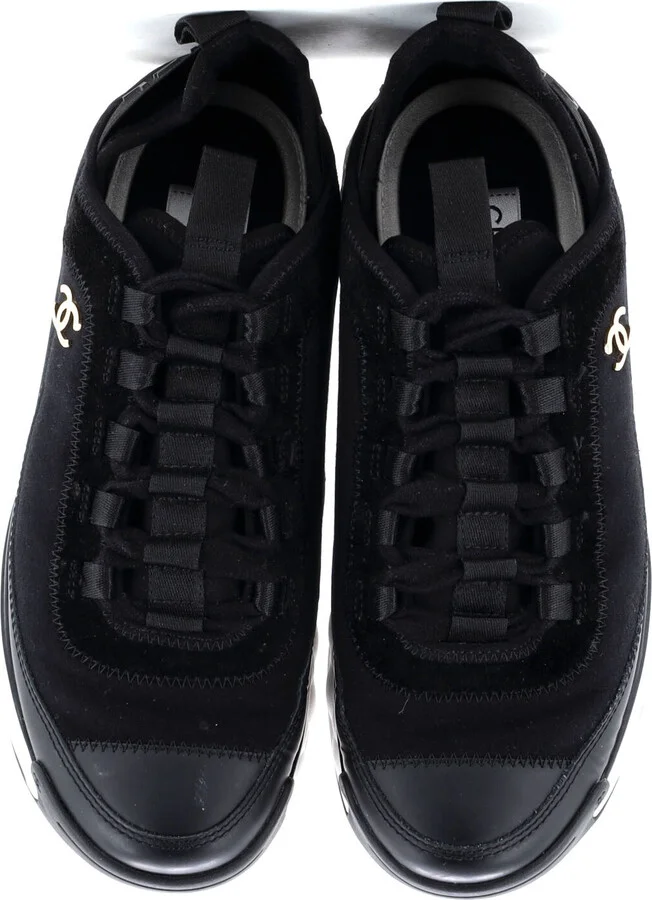 CHANEL Women's CC Cap Toe Logo Sneakers Suede and Mixed Fibers - Image 2