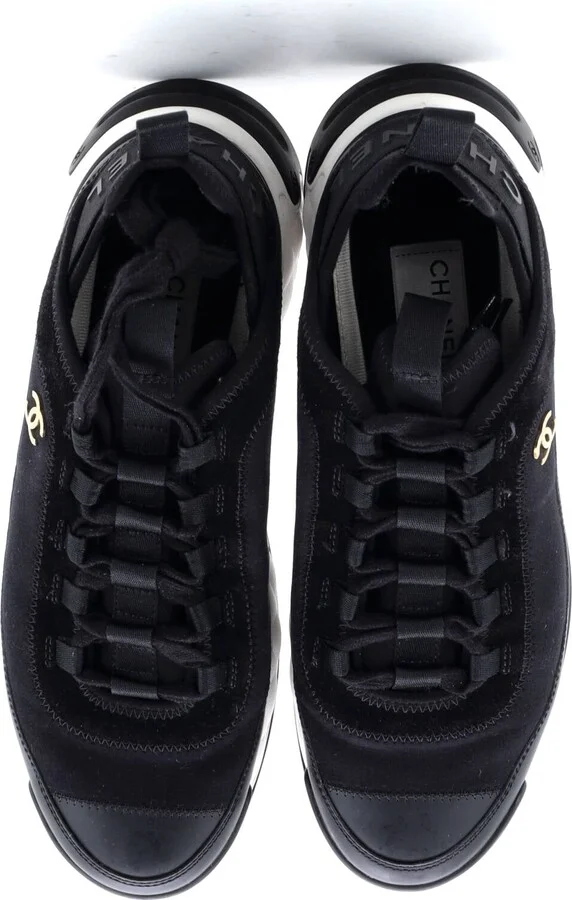 CHANEL Women's CC Cap Toe Logo Sneakers Suede and Mixed Fibers - Image 2