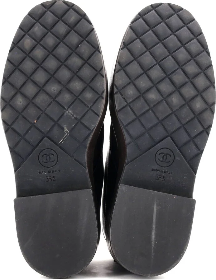 CHANEL Women's CC Cap Toe Short Combat Boots Leather with Faux Pearls - Image 4