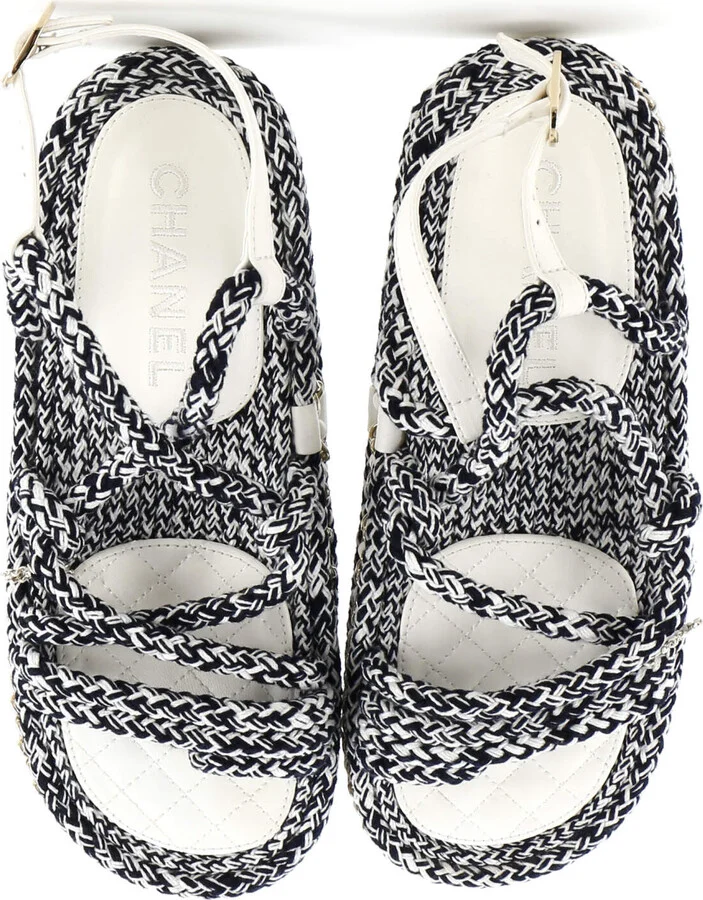 CHANEL Women's CC Chain Sandals Braided Cord - Image 2