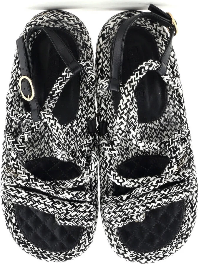 CHANEL Women's CC Chain Sandals Braided Cord - Image 2