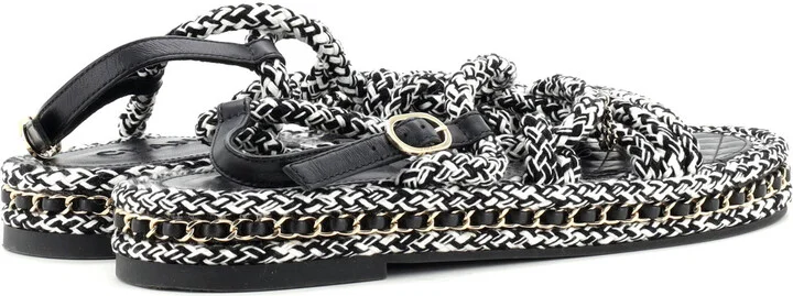 CHANEL Women's CC Chain Sandals Braided Cord - Image 3