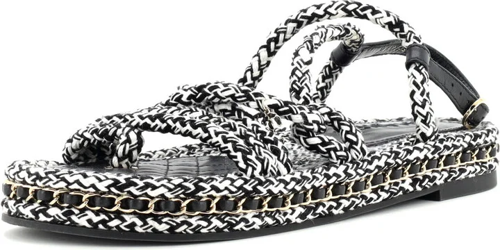 CHANEL Women's CC Chain Sandals Braided Cord