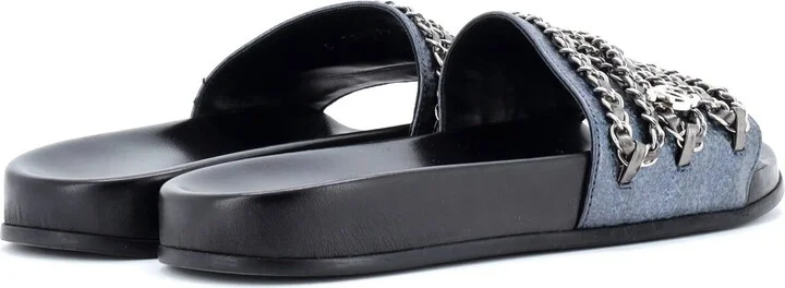 CHANEL Women's CC Chain Slide Sandals Leather and Metal - Image 3