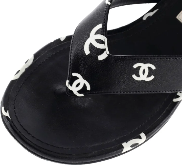 CHANEL Women's CC Coco Beach Thong Sandals Printed Leather - Image 5