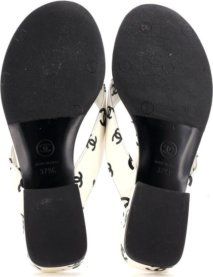 CHANEL Women's CC Coco Beach Thong Sandals Printed Leather - Image 4