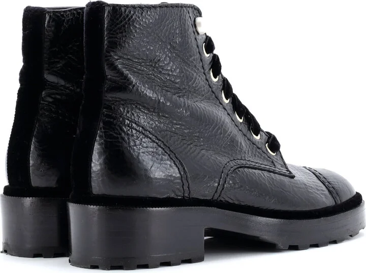 CHANEL Women's CC Combat Boots Crumpled Calfskin with Faux Pearls - Image 3