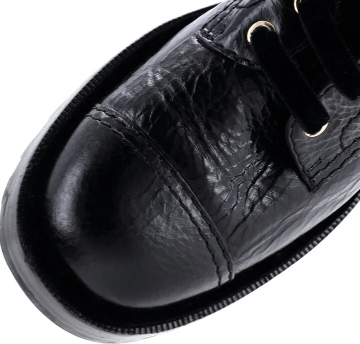 CHANEL Women's CC Combat Boots Crumpled Calfskin with Faux Pearls - Image 5