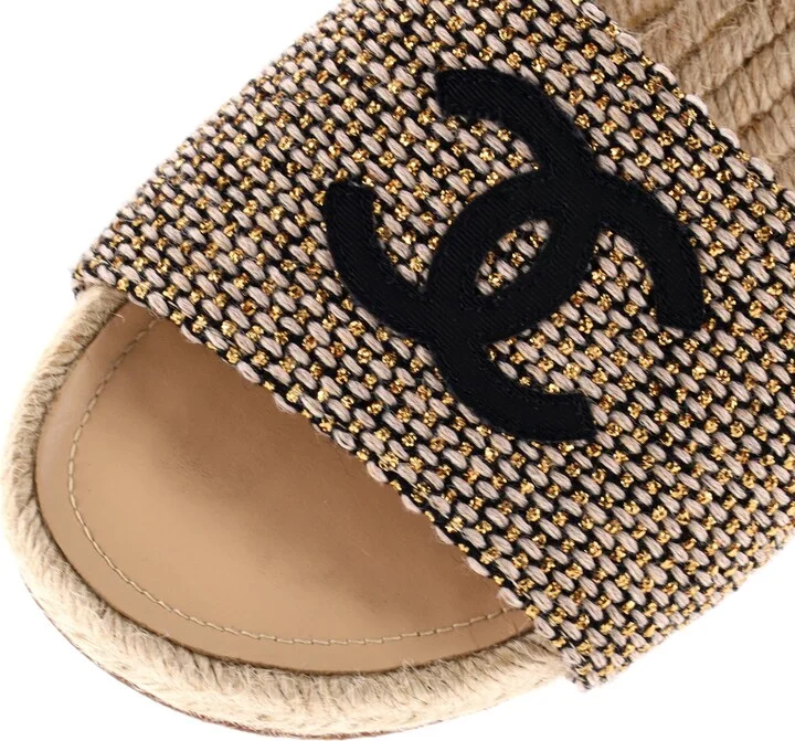 CHANEL Women's CC Espadrille Slide Sandals Tweed - Image 5