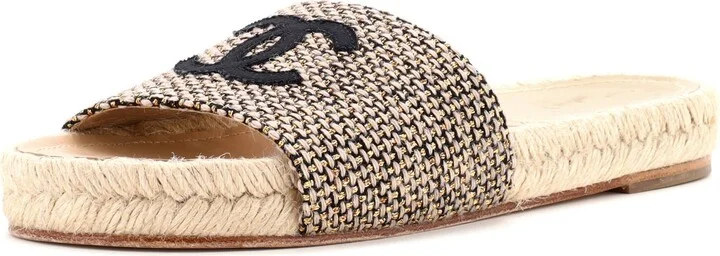 CHANEL Women's CC Espadrille Slide Sandals Tweed