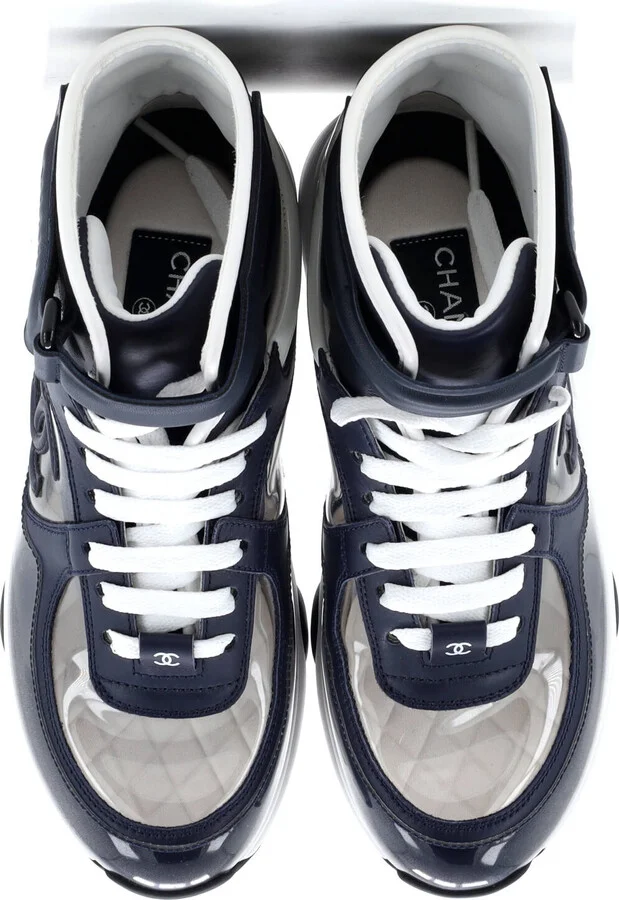 CHANEL Women's CC High-Top Sneakers PVC and Leather - Image 2