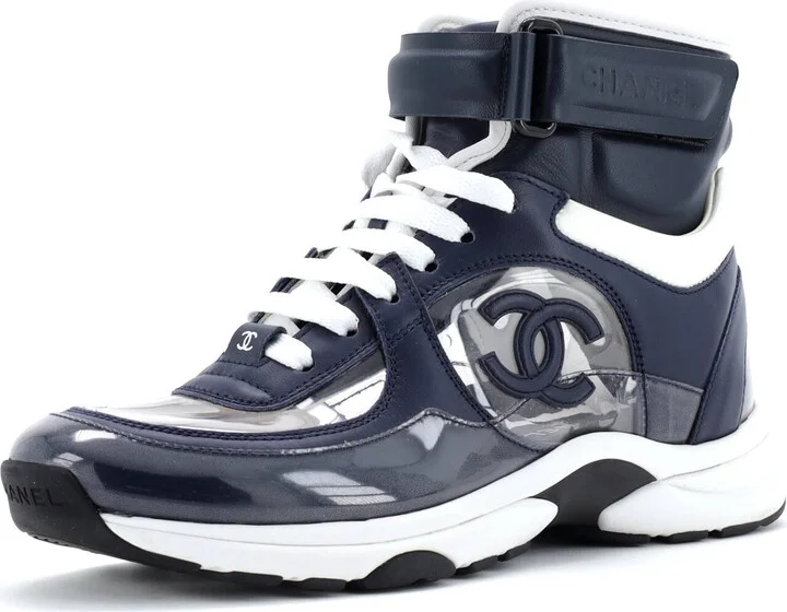 CHANEL Women's CC High-Top Sneakers PVC and Leather