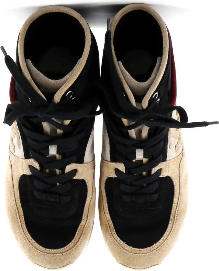 CHANEL Women's CC High-Top Sneakers Suede and Leather - Image 2