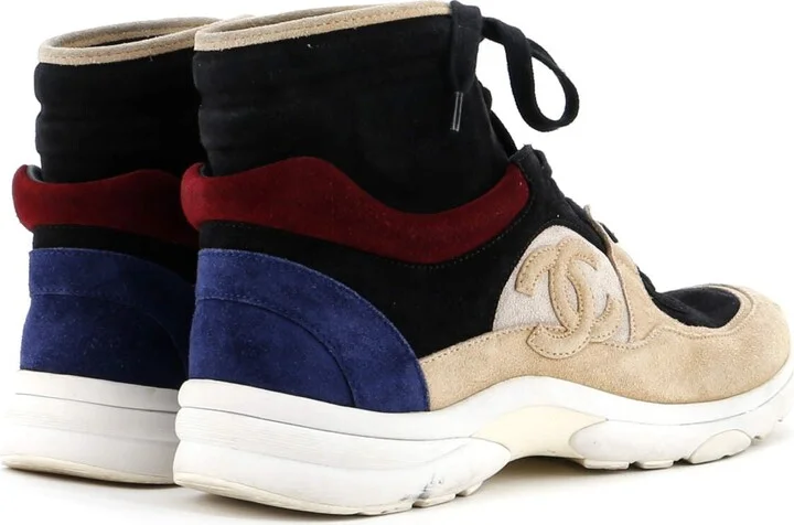 CHANEL Women's CC High-Top Sneakers Suede and Leather - Image 3