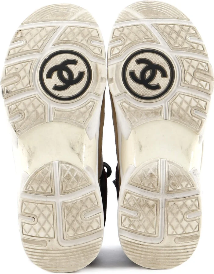 CHANEL Women's CC High-Top Sneakers Suede and Leather - Image 4