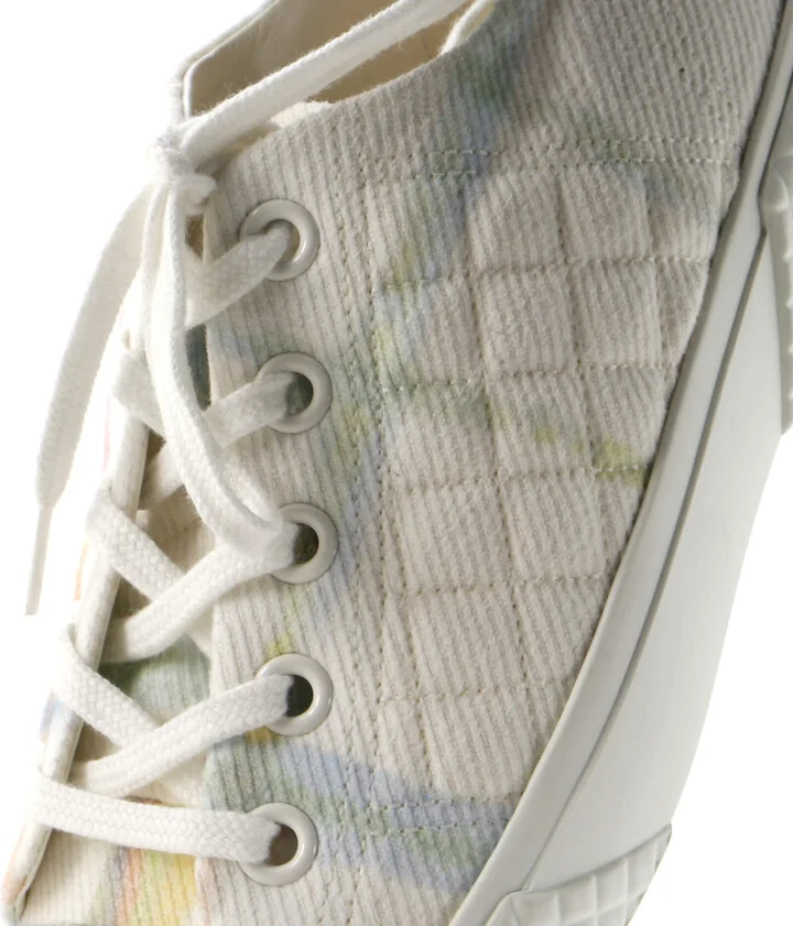 CHANEL Women's CC Lace Up Sneakers Printed Quilted Canvas - Image 5