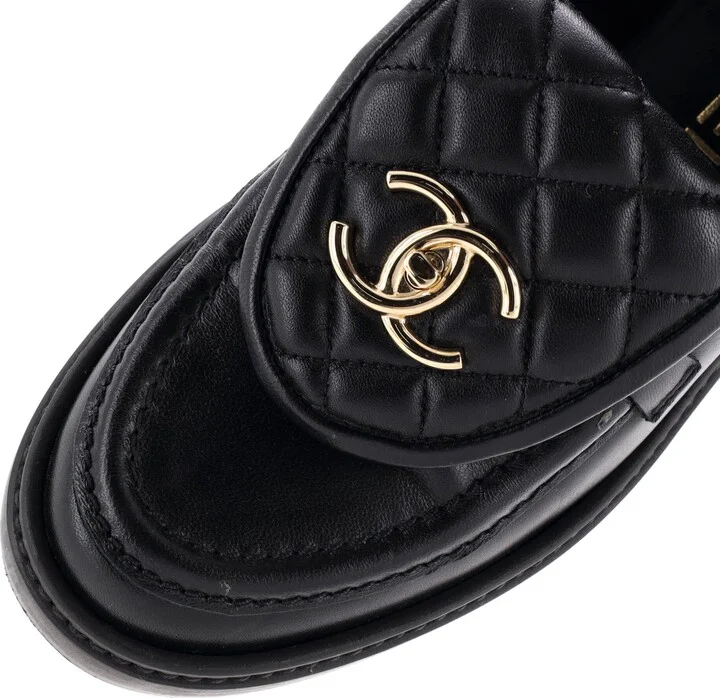 CHANEL Women's CC Loafers Quilted Leather - Image 5