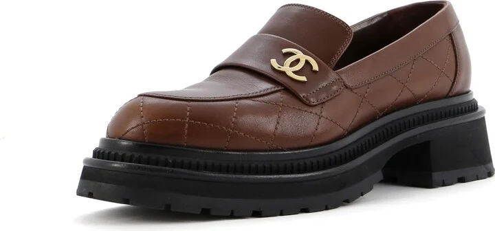 CHANEL Women's CC Loafers Quilted Leather