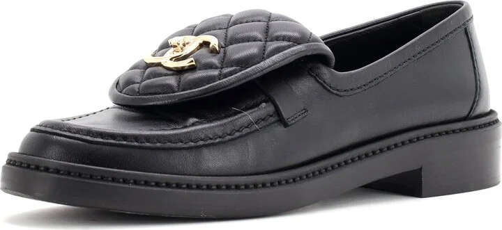 CHANEL Women's CC Loafers Quilted Leather