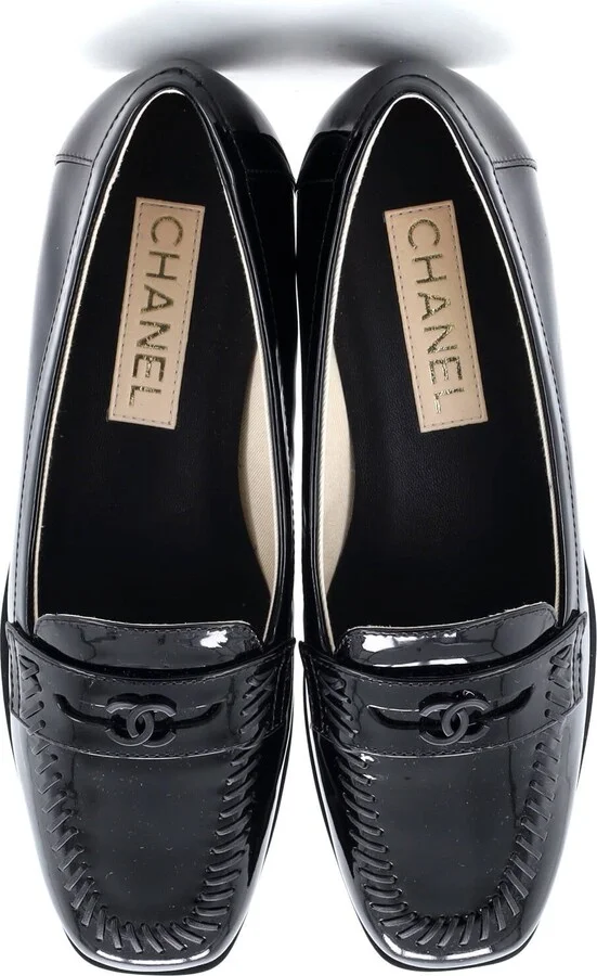 CHANEL Women's CC Loafers Stitched Patent - Image 2